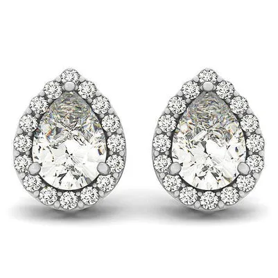 GB Earrings Pear Round Cut Natural Earth Mined Diamonds Stud Earrings 332 Carats White Gold 14K GB Earrings Pear Round Cut Natural Earth Mined Diamonds Stud Earrings 332 Carats White Gold 14K