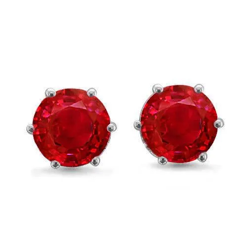 GB Earrings Round Cut Solitaire Ruby Stud Earring White Gold 14K Jewelry 6 Ct GB Earrings Round Cut Solitaire Ruby Stud Earring White Gold 14K Jewelry 6 Ct