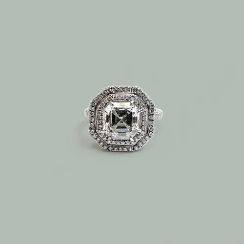 GB Halo Asscher Natural Earth Mined Diamond Wedding Ring 469 Carats White Gold 14K Rings GB Halo Asscher Natural Earth Mined Diamond Wedding Ring 469 Carats White Gold 14K Rings
