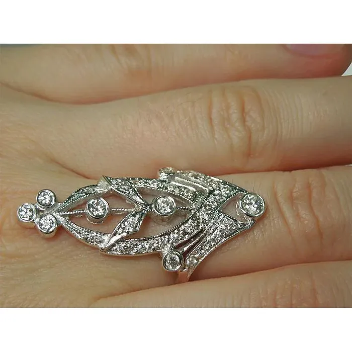 GB Like La Belle Epoque Jewelry Marquise Shape Round Real Natural Earth Mined Diamond Ring Rings