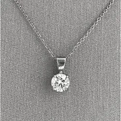 GB Necklaces 075 Ct Round Cut Solitaire Natural Earth Mined Diamond Necklace Pendant