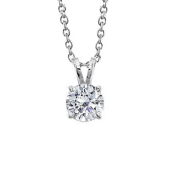 GB Necklaces 2 Carats Big Round Real Natural Earth Mined Diamond Pendant White Gold 14K Prong Set GB Necklaces 2 Carats Big Round Real Natural Earth Mined Diamond Pendant White Gold 14K Prong Set