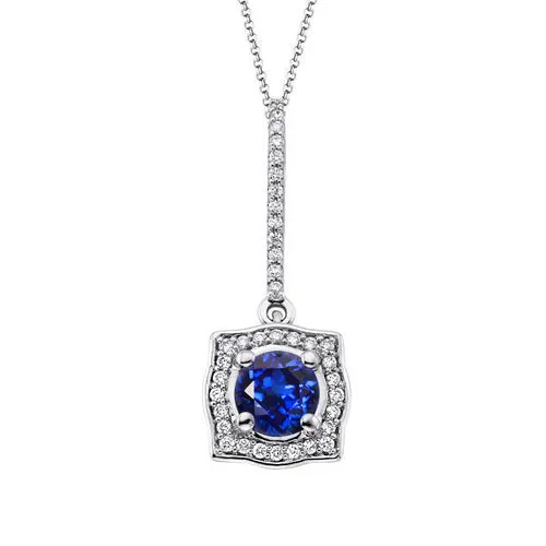 GB Necklaces 2 Ct Ceylon Sapphire Natural Earth Mined Diamond Necklace Pendant White Gold 14K GB Necklaces 2 Ct Ceylon Sapphire Natural Earth Mined Diamond Necklace Pendant White Gold 14K