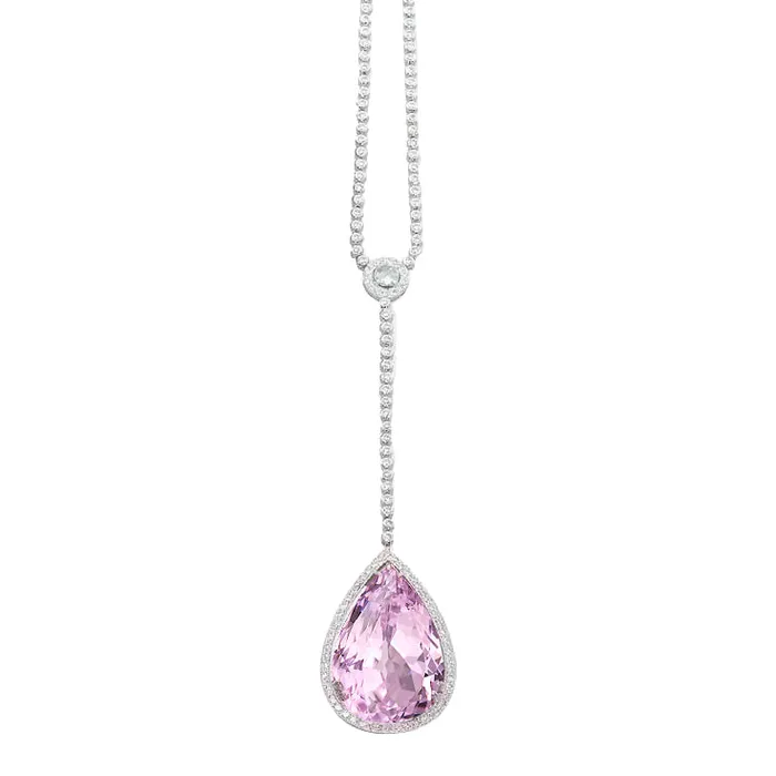 GB Necklaces Natural Earth Mined Diamond Necklace 16 Ct Pink Pear Cut Kunzite Pendant Gold Jewelry GB Necklaces Natural Earth Mined Diamond Necklace 16 Ct Pink Pear Cut Kunzite Pendant Gold Jewelry