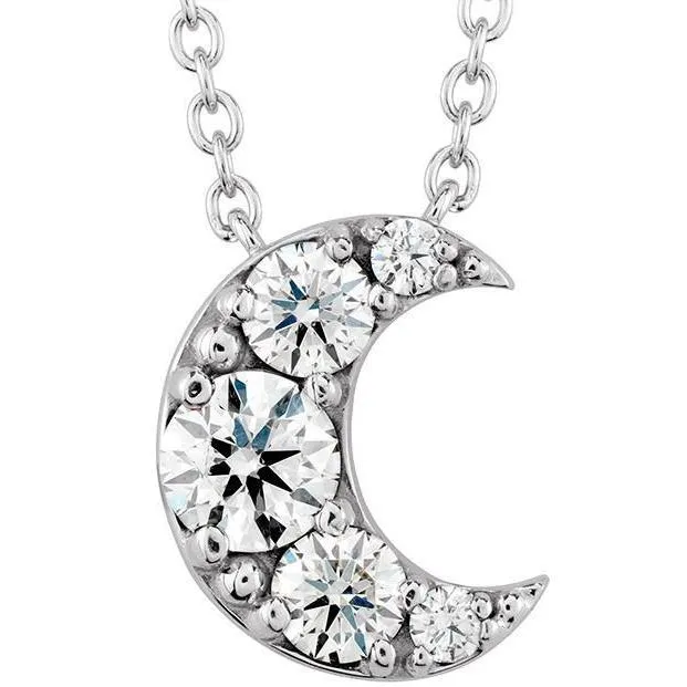 GB Necklaces Round Cut Half Moon Natural Earth Mined Diamond Pendant Necklace 230 Carat White Gold 14K GB Necklaces Round Cut Half Moon Natural Earth Mined Diamond Pendant Necklace 230 Carat White Gold 14K
