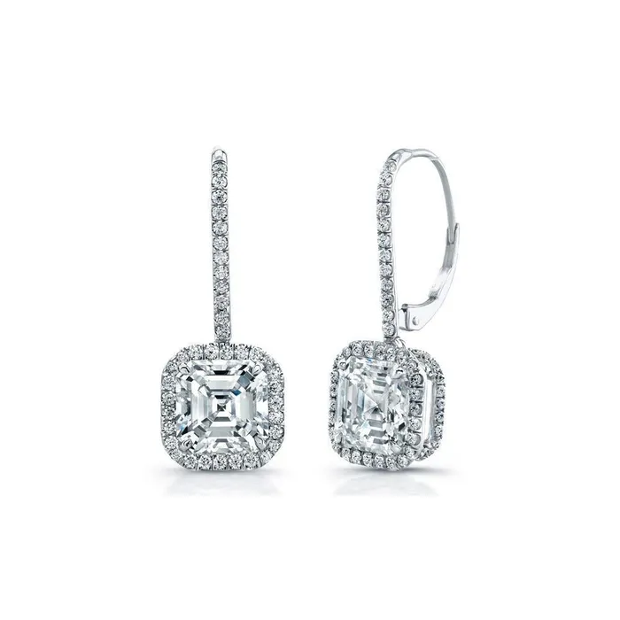 GB Prong Set 490 Carats Natural Earth Mined Diamonds Ladies Dangle Earrings White Gold 14K Earrings GB Prong Set 490 Carats Natural Earth Mined Diamonds Ladies Dangle Earrings White Gold 14K Earrings