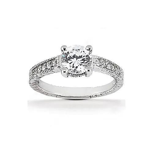 GB Rings 151 Carat Natural Earth Mined Diamond Solitaire With Accents Ring White Gold GB Rings 151 Carat Natural Earth Mined Diamond Solitaire With Accents Ring White Gold