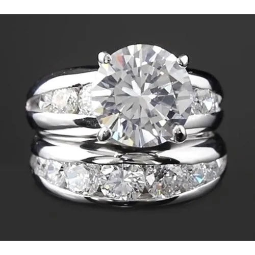 GB Rings 11 Carats Lab Grown Diamond Engagement Ring Set Round White Gold 14K GB Rings 11 Carats Lab Grown Diamond Engagement Ring Set Round White Gold 14K