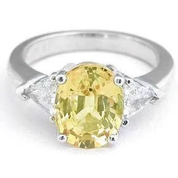 GB Rings 375 Ct Yellow Sapphire And Natural Earth Mined Diamonds 3 Stone Ring White Gold 14K GB Rings 375 Ct Yellow Sapphire And Natural Earth Mined Diamonds 3 Stone Ring White Gold 14K