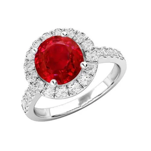GB Rings Round Cut Ruby And Natural Earth Mined Diamonds 450 Ct Wedding Ring 14K White Gold GB Rings Round Cut Ruby And Natural Earth Mined Diamonds 450 Ct Wedding Ring 14K White Gold