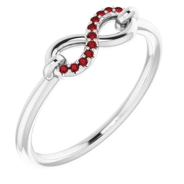 GB Rings Round Ruby Ring Infinity 1 Carat White Gold 14K