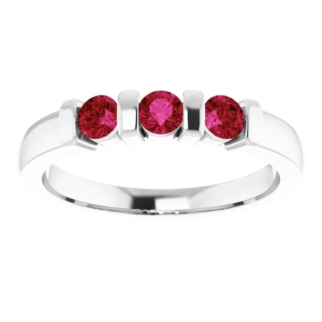 GB Rings Three Stone Burma Ruby Ring 090 Carats Bar Setting Jewelry New GB Rings Three Stone Burma Ruby Ring 090 Carats Bar Setting Jewelry New