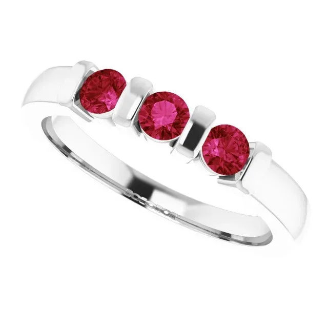 GB Rings Three Stone Burma Ruby Ring 090 Carats Bar Setting Jewelry New GB Rings Three Stone Burma Ruby Ring 090 Carats Bar Setting Jewelry New