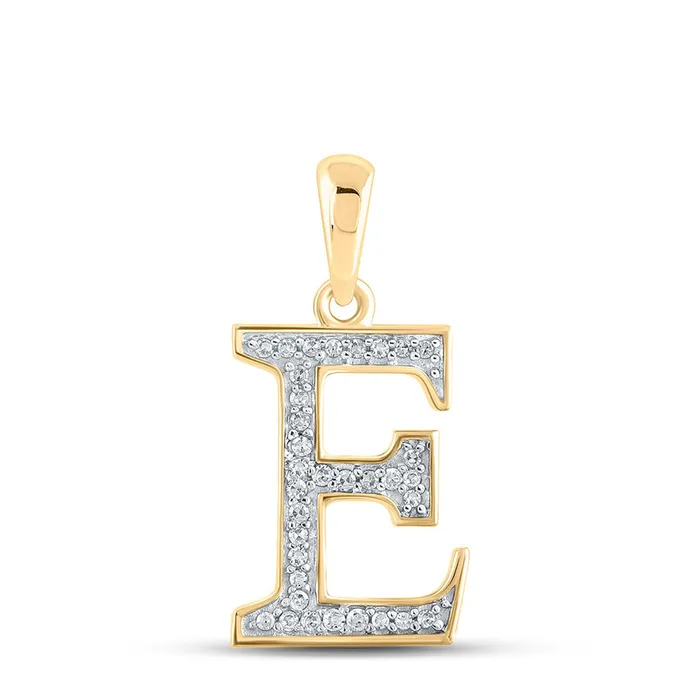GND 10kt Yellow Gold Womens Round Diamond Initial E Letter Pendant 112 Cttw GND Necklaces GND 10kt Yellow Gold Womens Round Diamond Initial E Letter Pendant 112 Cttw GND Necklaces