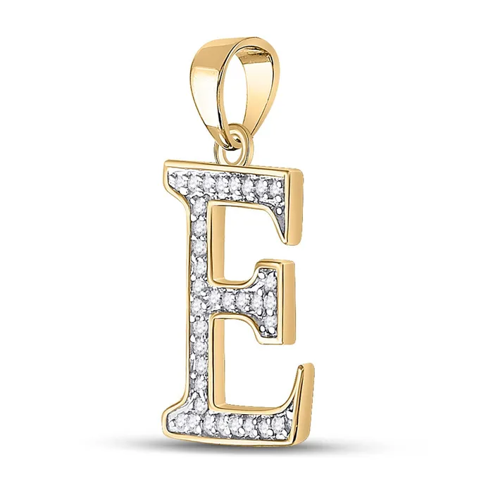 GND 10kt Yellow Gold Womens Round Diamond Initial E Letter Pendant 112 Cttw GND Necklaces GND 10kt Yellow Gold Womens Round Diamond Initial E Letter Pendant 112 Cttw GND Necklaces