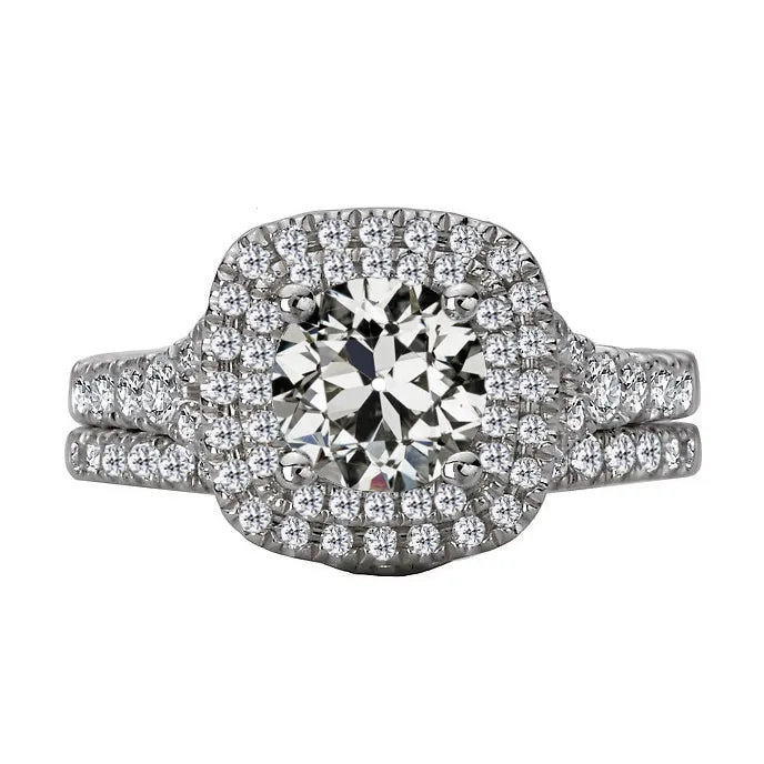 Halo Engagement Ring Set Old Mine Cut Real Natural Earth Mined Diamond Pave Set 650 Carats HarryChadEntcom Rings Halo Engagement Ring Set Old Mine Cut Real Natural Earth Mined Diamond Pave Set 650 Carats HarryChadEntcom Rings