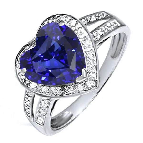 Halo Heart Ceylon Sapphire Ring Split Shank Natural Earth Mined Diamonds 450 Carats HarryChadEntcom Rings Halo Heart Ceylon Sapphire Ring Split Shank Natural Earth Mined Diamonds 450 Carats HarryChadEntcom Rings
