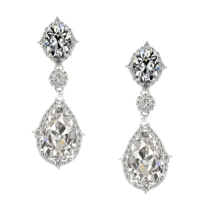 HarryChadEntcom Earrings Vintage Style Dangle Earrings 7 Ct Pear Oval Old Miner Genuine Diamond HarryChadEntcom Earrings Vintage Style Dangle Earrings 7 Ct Pear Oval Old Miner Genuine Diamond