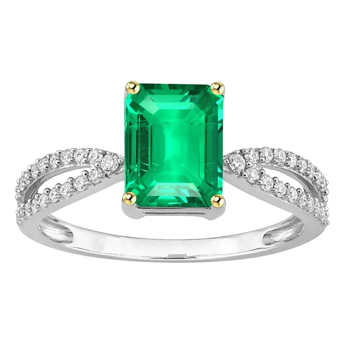 HarryChadEntcom Green Emerald Diamond Ring Split Shank Prongs Rings