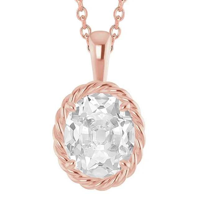 HarryChadEntcom Necklaces 5 Carats Solitaire Natural Earth Mined Diamond Slide Pendant Oval Old Miner With Chain HarryChadEntcom Necklaces 5 Carats Solitaire Natural Earth Mined Diamond Slide Pendant Oval Old Miner With Chain