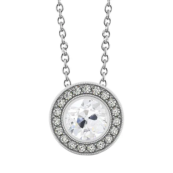 HarryChadEntcom Necklaces Antique Style Real Natural Earth Mined Diamond Miligrain Pendant Round Old Miner 350 Carats HarryChadEntcom Necklaces Antique Style Real Natural Earth Mined Diamond Miligrain Pendant Round Old Miner 350 Carats