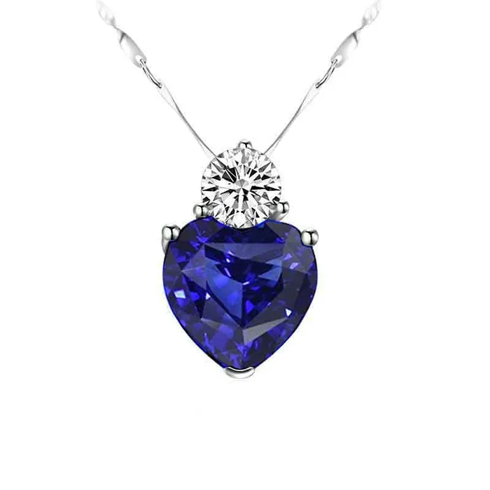 HarryChadEntcom Necklaces White Gold Heart Sri Lankan Sapphire Round Natural Earth Mined Diamond Pendant 450 Carats HarryChadEntcom Necklaces White Gold Heart Sri Lankan Sapphire Round Natural Earth Mined Diamond Pendant 450 Carats