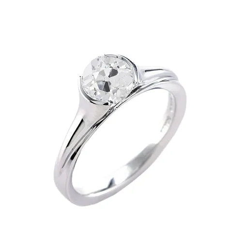 HarryChadEntcom Rings 14K Gold Round Solitaire Ring Old Miner Real Natural Earth Mined Diamond Half Bezel Set 1 Carat HarryChadEntcom Rings 14K Gold Round Solitaire Ring Old Miner Real Natural Earth Mined Diamond Half Bezel Set 1 Carat