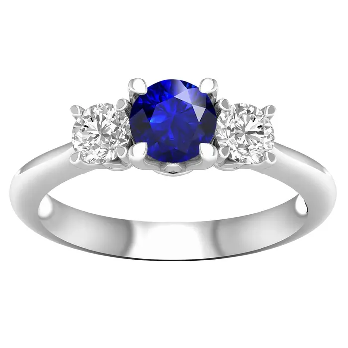 HarryChadEntcom Rings 3 Stone Ring Round Prong Set Sapphire Natural Earth Mined Diamonds 5 Carats Gold Jewelry HarryChadEntcom Rings 3 Stone Ring Round Prong Set Sapphire Natural Earth Mined Diamonds 5 Carats Gold Jewelry