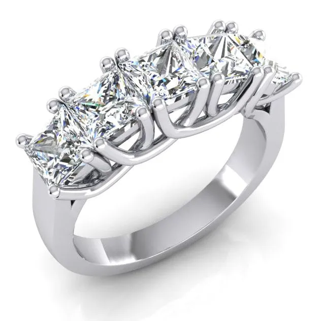 HarryChadEntcom Rings Five Stone Half Eternity Princess Natural Earth Mined Diamond Band 3 Carats HarryChadEntcom Rings Five Stone Half Eternity Princess Natural Earth Mined Diamond Band 3 Carats