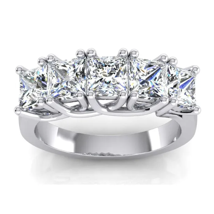 HarryChadEntcom Rings Five Stone Half Eternity Princess Natural Earth Mined Diamond Band 3 Carats HarryChadEntcom Rings Five Stone Half Eternity Princess Natural Earth Mined Diamond Band 3 Carats