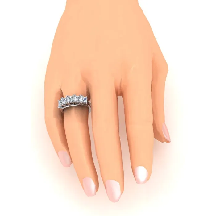 HarryChadEntcom Rings Five Stone Half Eternity Princess Natural Earth Mined Diamond Band 3 Carats HarryChadEntcom Rings Five Stone Half Eternity Princess Natural Earth Mined Diamond Band 3 Carats