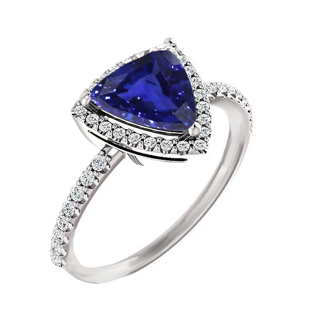HarryChadEntcom Rings Halo Engagement Ring Trillion Ceylon Sapphire Natural Earth Mined Diamonds 3 Carats HarryChadEntcom Rings Halo Engagement Ring Trillion Ceylon Sapphire Natural Earth Mined Diamonds 3 Carats