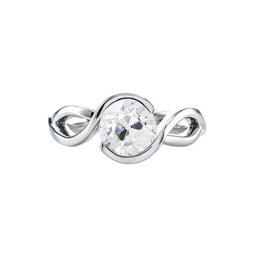 HarryChadEntcom Rings Old Cut Natural Earth Mined Diamond Ring Solitaire Half Bezel Split Twisted Shank 1 Carat HarryChadEntcom Rings Old Cut Natural Earth Mined Diamond Ring Solitaire Half Bezel Split Twisted Shank 1 Carat