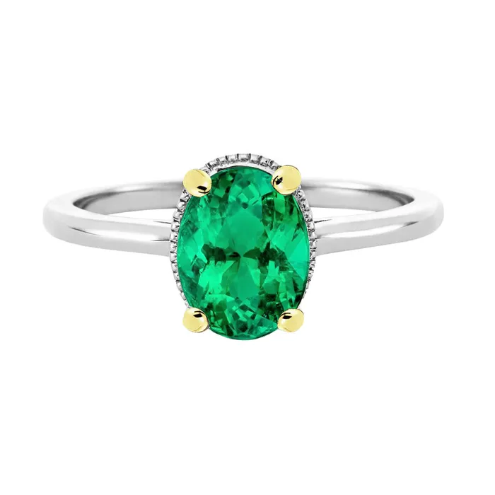 HarryChadEntcom Rings Precious Gemstone Ring Green Emerald Oval Cut