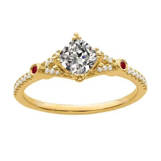 HarryChadEntcom Rings Real Cushion Old Miner Natural Earth Mined Diamond Round Ruby Ring 3 Carats 14K Gold HarryChadEntcom Rings Real Cushion Old Miner Natural Earth Mined Diamond Round Ruby Ring 3 Carats 14K Gold
