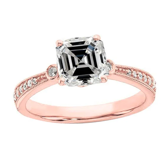 HarryChadEntcom Rings Round Asscher Natural Earth Mined Diamond Ladies Wedding Ring 5 Carats Rose Gold HarryChadEntcom Rings Round Asscher Natural Earth Mined Diamond Ladies Wedding Ring 5 Carats Rose Gold