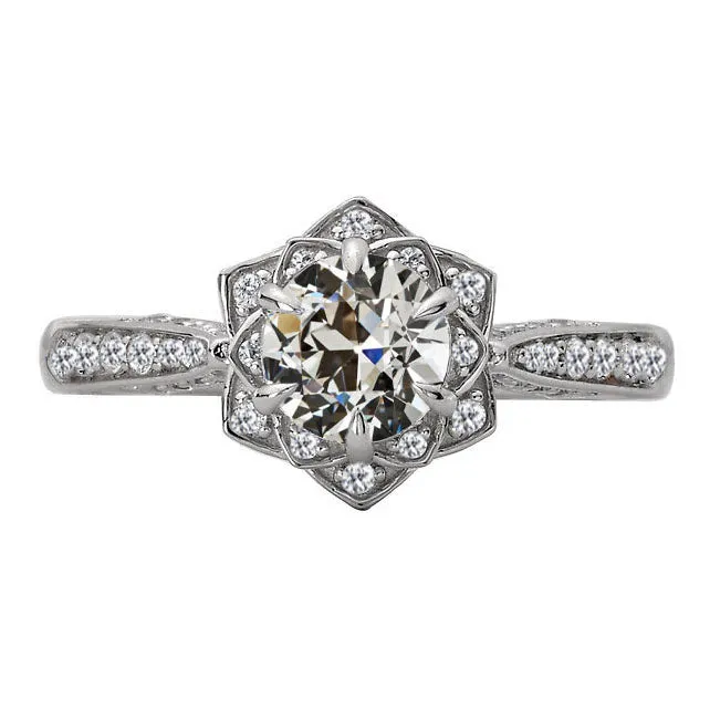 HarryChadEntcom Rings Round Old Miner Real Natural Earth Mined Diamond Halo Ring Flower Style Jewelry 4 Carats HarryChadEntcom Rings Round Old Miner Real Natural Earth Mined Diamond Halo Ring Flower Style Jewelry 4 Carats