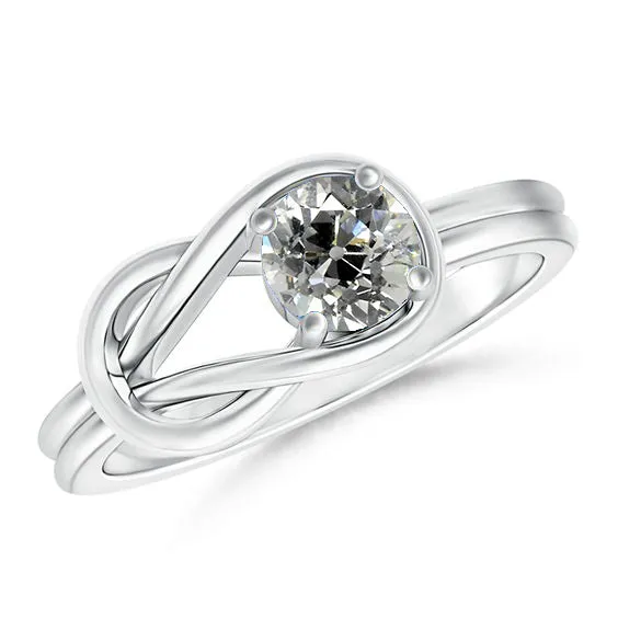 HarryChadEntcom Rings Solitaire Round Natural Earth Mined Diamond Ring Old European 2 Carats Knot Style HarryChadEntcom Rings Solitaire Round Natural Earth Mined Diamond Ring Old European 2 Carats Knot Style