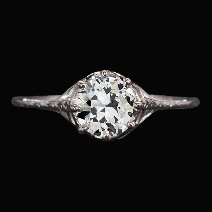 HarryChadEntcom Rings Solitaire Round Old Mine Cut Natural Earth Mined Diamond Ring 8 Prong Set 2 Carats
