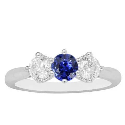 HarryChadEntcom Rings Three Stone Round Natural Earth Mined Diamond Sapphire Ring 250 Carats White Gold 14K HarryChadEntcom Rings Three Stone Round Natural Earth Mined Diamond Sapphire Ring 250 Carats White Gold 14K