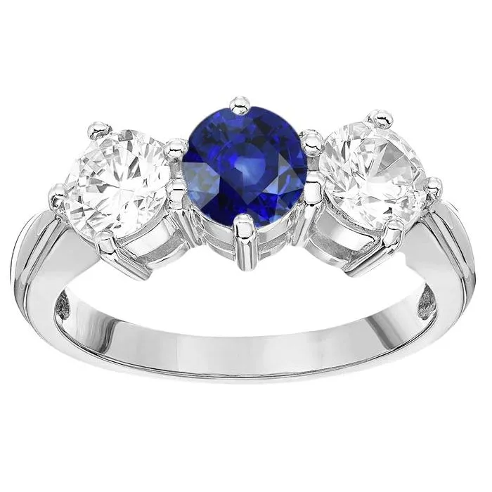 HarryChadEntcom Rings Womens 3 Stone Ring Round Blue Sapphire Natural Earth Mined Diamonds Jewelry 550 Carats HarryChadEntcom Rings Womens 3 Stone Ring Round Blue Sapphire Natural Earth Mined Diamonds Jewelry 550 Carats