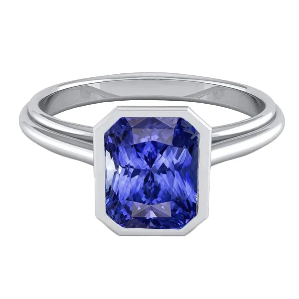 HarryChadEntcom Rings Womens Gold Solitaire Ring Radiant Cut Sapphire Bezel Set 250 Carats HarryChadEntcom Rings Womens Gold Solitaire Ring Radiant Cut Sapphire Bezel Set 250 Carats
