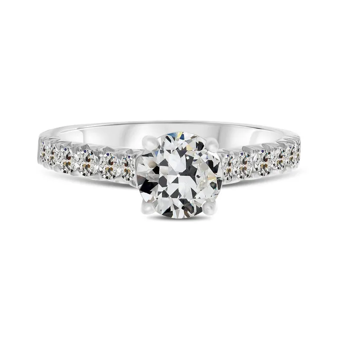 HarryChadEntcom Round Old Mine Cut Solitaire With Accent Natural Diamond Ring 3 Carats Rings