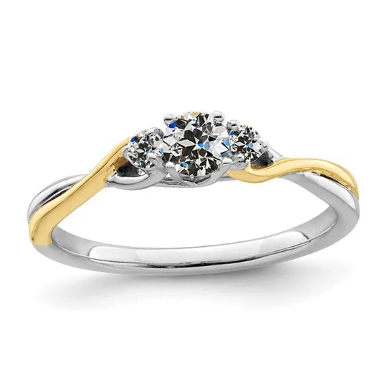 HarryChadEntcom Two Tone 3 Stone Round Old Cut Natural Earth Mined Diamond Ring Twisted Shank 150 Carats Rings HarryChadEntcom Two Tone 3 Stone Round Old Cut Natural Earth Mined Diamond Ring Twisted Shank 150 Carats Rings