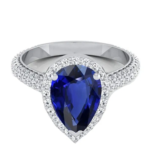 HarryChadEntcom Womens Ring Halo Ceylon Sapphire Pave Set Round Natural Earth Mined Diamonds 4 Carats Rings HarryChadEntcom Womens Ring Halo Ceylon Sapphire Pave Set Round Natural Earth Mined Diamonds 4 Carats Rings