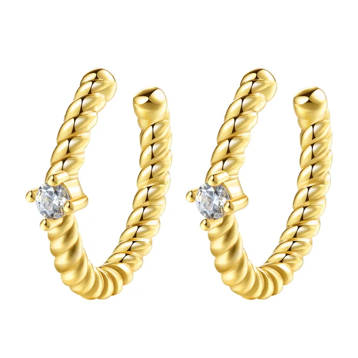 Hey Happiness Earrings Gemstone Twist Ear Cuff Sterling Silver Gold