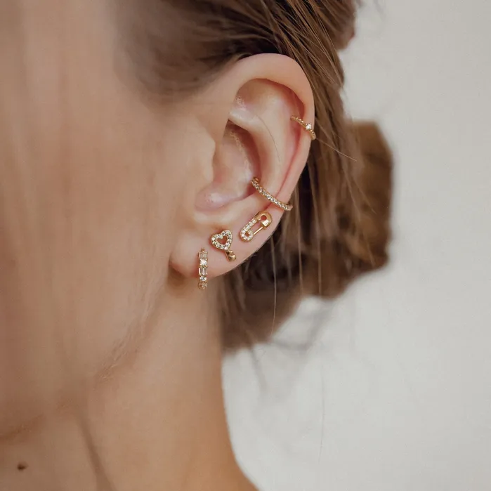 Hey Happiness Earrings Gemstone Twist Ear Cuff Sterling Silver Gold Hey Happiness Earrings Gemstone Twist Ear Cuff Sterling Silver Gold