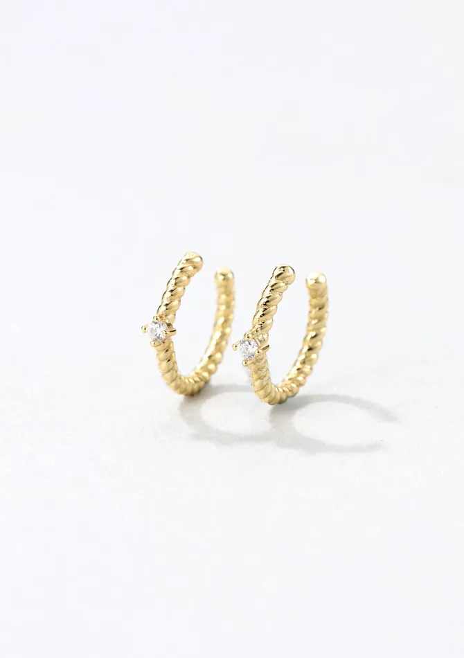 Hey Happiness Earrings Gemstone Twist Ear Cuff Sterling Silver Gold Hey Happiness Earrings Gemstone Twist Ear Cuff Sterling Silver Gold
