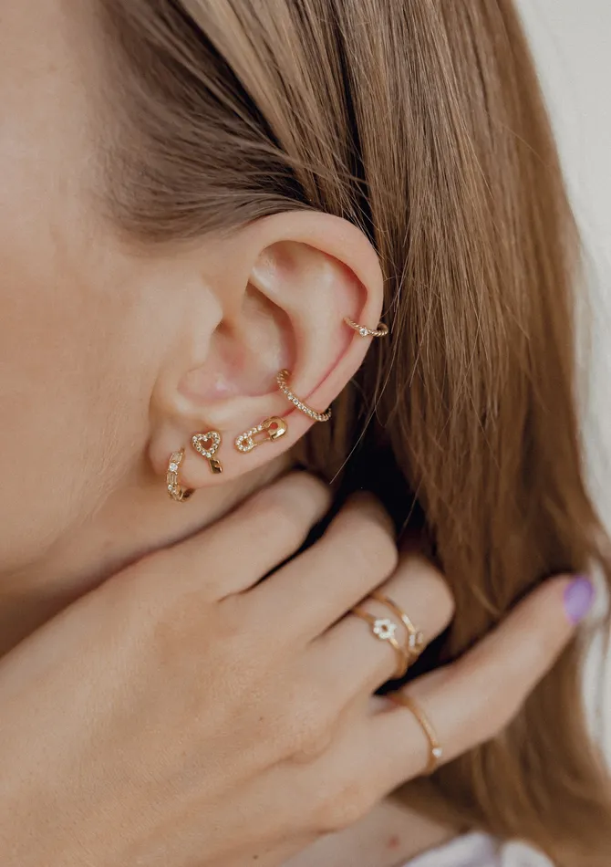 Hey Happiness Earrings Gemstone Twist Ear Cuff Sterling Silver Gold Hey Happiness Earrings Gemstone Twist Ear Cuff Sterling Silver Gold
