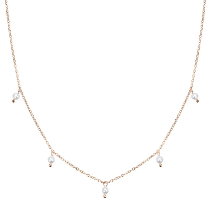 Hey Happiness Necklaces Cinque Pearl Chain Necklace Rose Gold